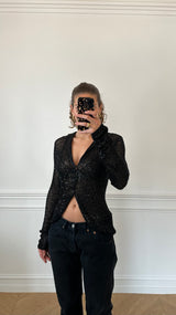 Top à sequins noirs Emporio Armani vintage 