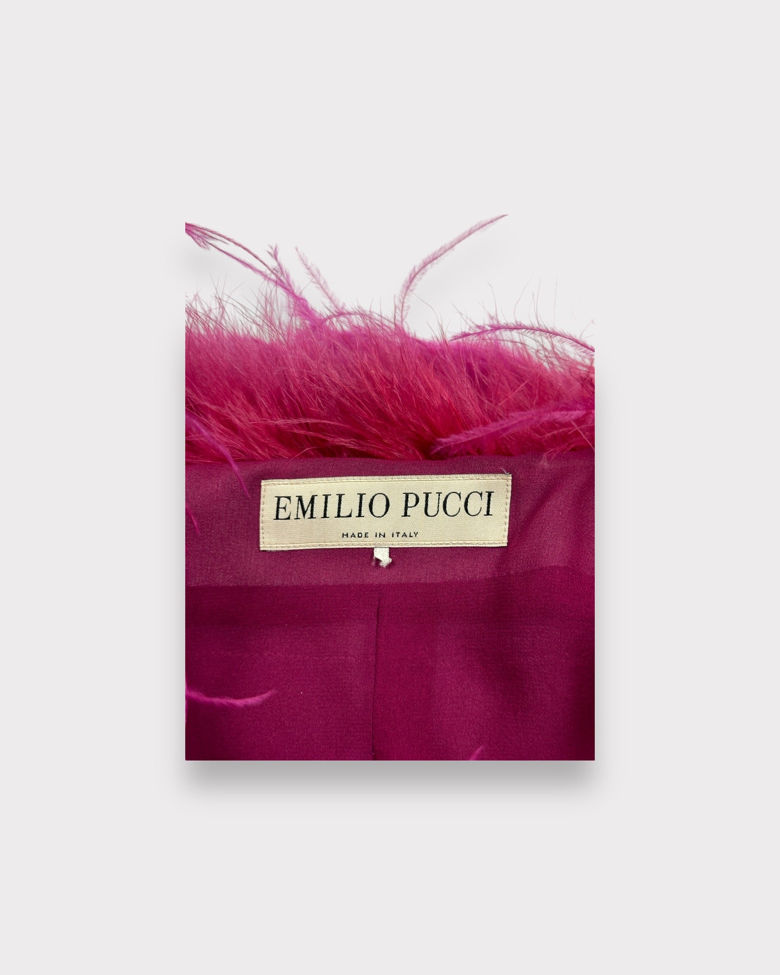 Boléro en plumes d'autruche Emilio Pucci vintage 2009 peter dundas