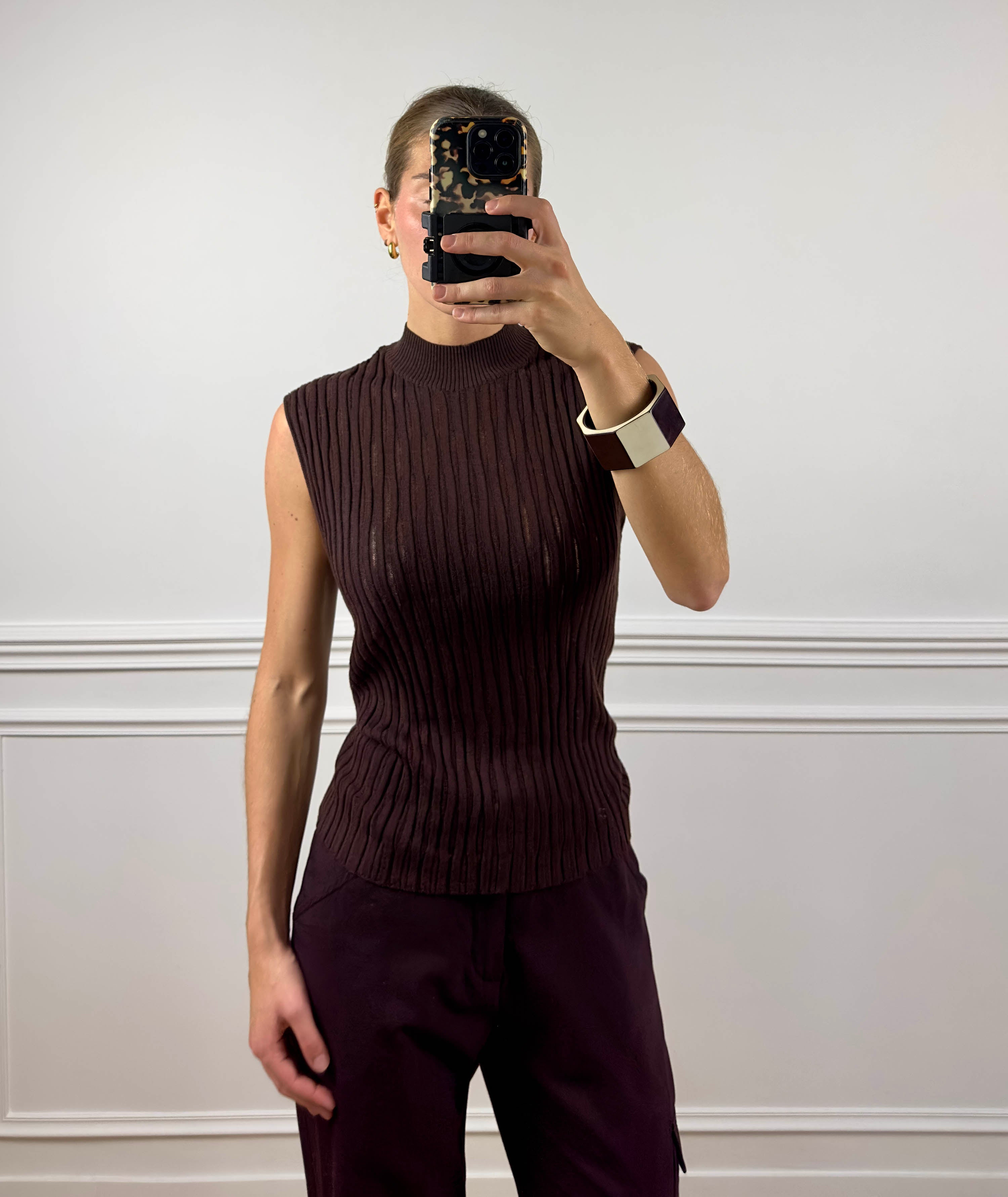 Top en maille marron Mani Vintage Club Paris