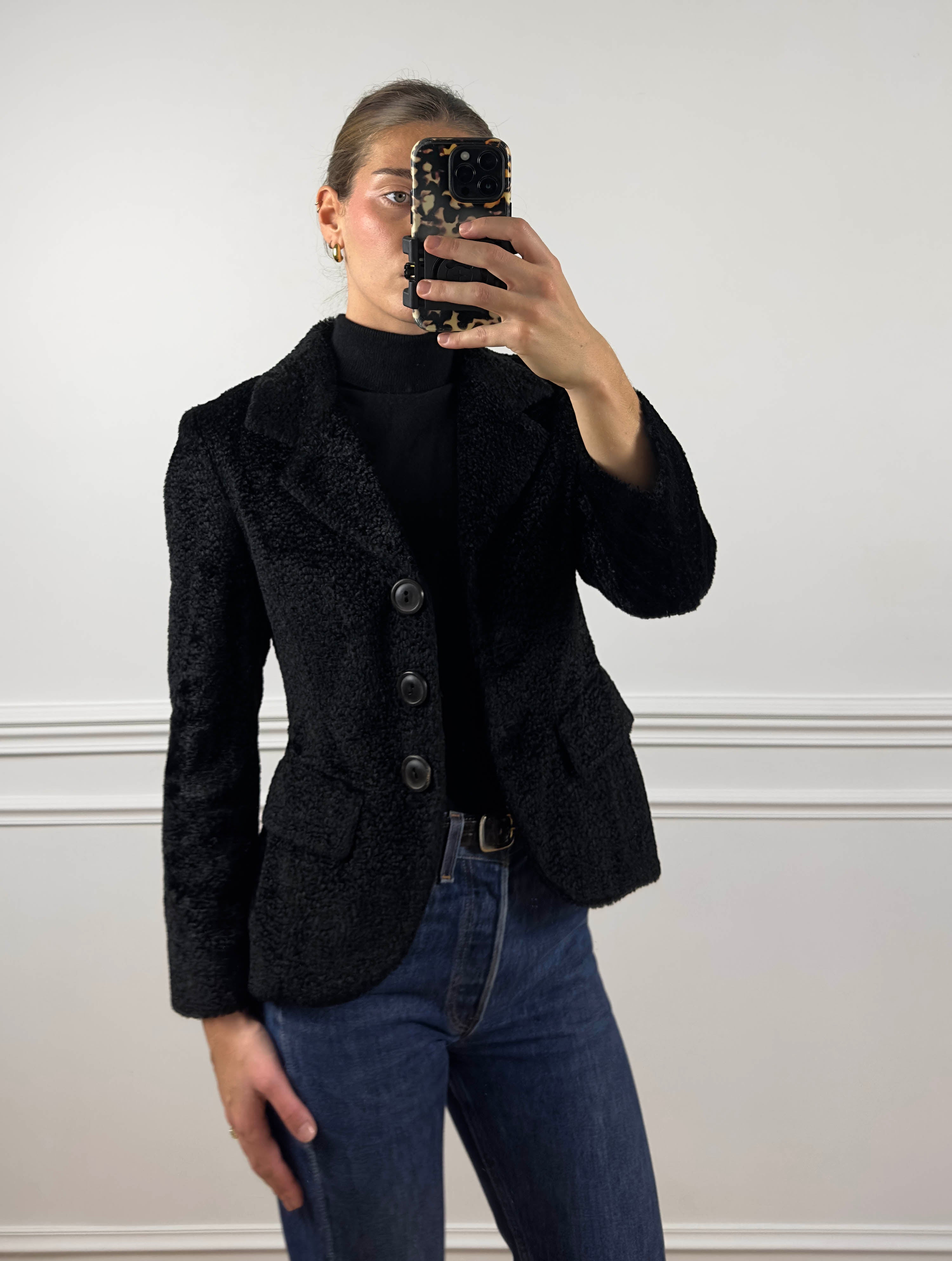 Veste fausse fourrure noire Irié Vintage Cub Paris 